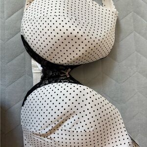 Cacique Polka Dot Lace Trim Bra 42DD